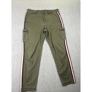 Athleta Summit Cargo Pants Olive Green Red & Blue Racing Stripe Mid-Rise 8